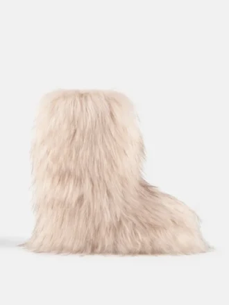 Jacquemus + Moon Boot Icon Yeti Mid Κρεμ Μπότες