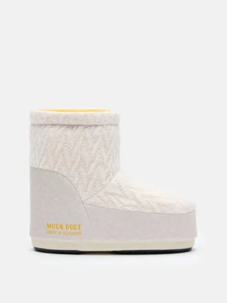 Μπότες Moon Boot X Guest in Residence Icon Low No Lace White Sand Knit Boots
